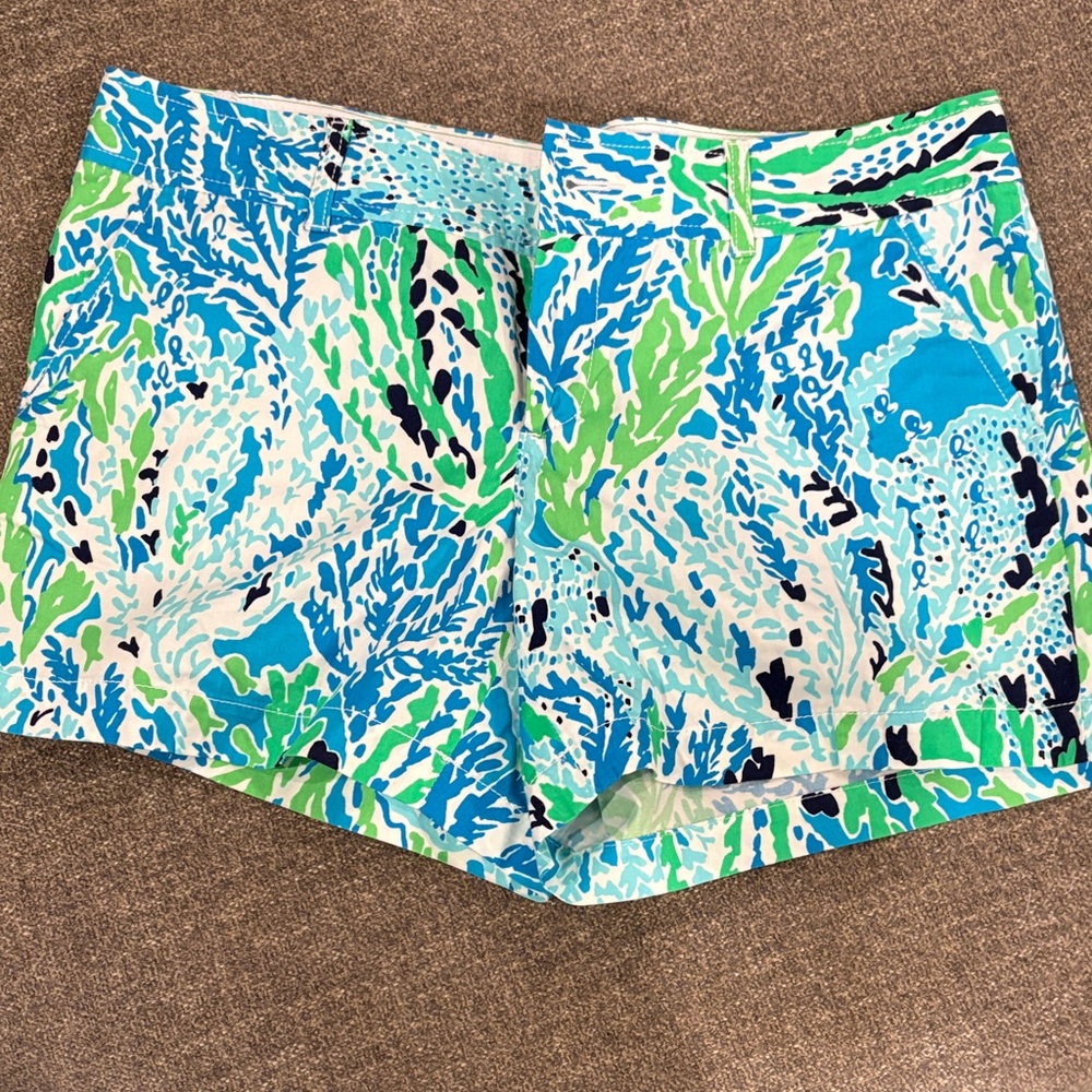 Lilly Pulitzer Blue and Green Patterned Women Shorts
